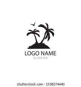 Palm tree summer logo template vector illustration