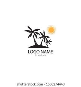 Palm tree summer logo template vector illustration