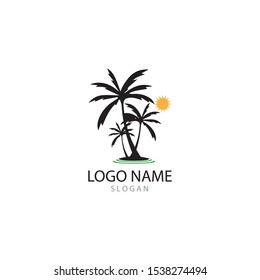 Palm tree summer logo template vector illustration