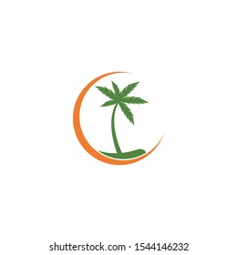 Palm tree summer logo template vector illustration