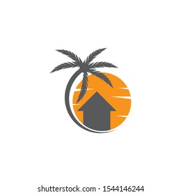 Palm tree summer logo template vector illustration