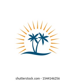 Palm tree summer logo template vector illustration