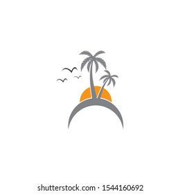 Palm tree summer logo template vector illustration