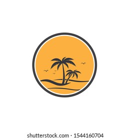 Palm tree summer logo template vector illustration