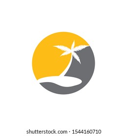 Palm tree summer logo template vector illustration