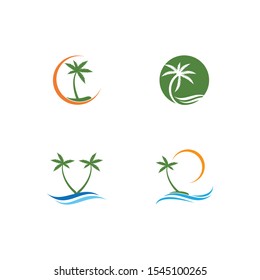 Palm tree summer logo template vector illustration