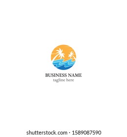 Palm tree summer logo template vector