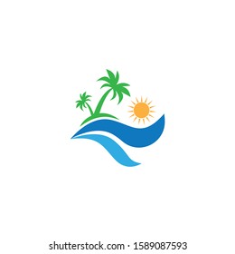 Palm tree summer logo template vector