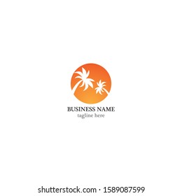Palm tree summer logo template vector