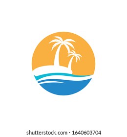 Palm tree summer logo template vector illustration
