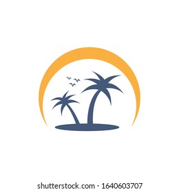 Palm tree summer logo template vector illustration