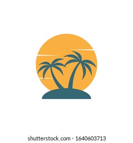 Palm Tree Logo On Island Design Stock Vector (Royalty Free) 1161550291