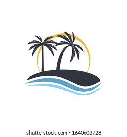Palm tree summer logo template vector illustration