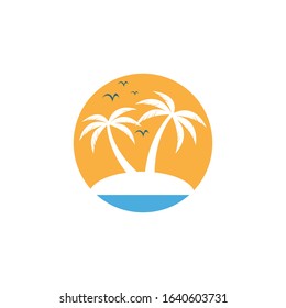 Palm tree summer logo template vector illustration