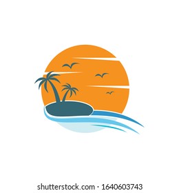Palm tree summer logo template vector illustration