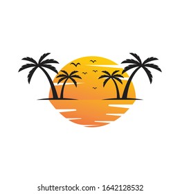 Palm tree summer logo template vector illustration