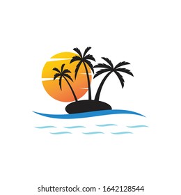 Palm tree summer logo template vector illustration