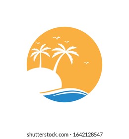 Palm tree summer logo template vector illustration