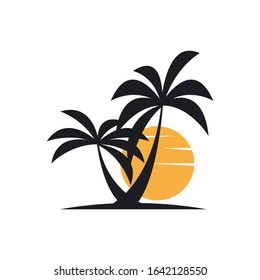 Palm tree summer logo template vector illustration