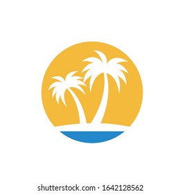 Palm tree summer logo template vector illustration