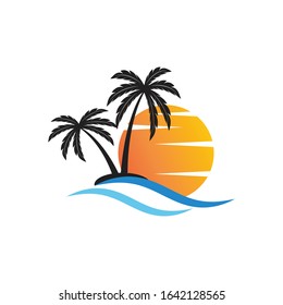 Palm tree summer logo template vector illustration