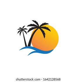 Palm tree summer logo template vector illustration