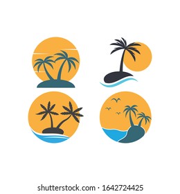 Palm tree summer logo template vector illustration