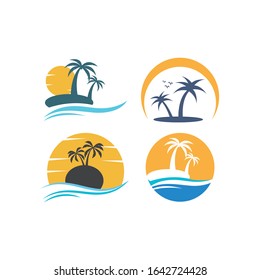 Palm tree summer logo template vector illustration