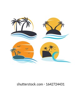 Palm tree summer logo template vector illustration