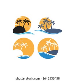 Palm tree summer logo template vector illustration