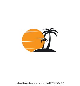 Palm tree summer logo template vector illustration