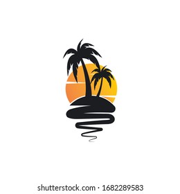 Palm tree summer logo template vector illustration