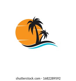 Palm tree summer logo template vector illustration