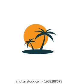 Palm tree summer logo template vector illustration