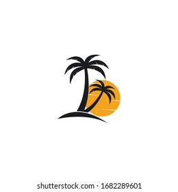 Palm tree summer logo template vector illustration