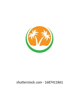 Palm tree summer logo template vector