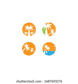 Palm tree summer logo template vector