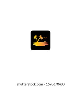 Plantilla vectorial del logotipo de árbol de palma