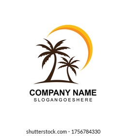 Ilustración vectorial del logotipo de árbol de coco