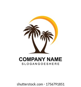 Palm tree summer logo template vector illustration