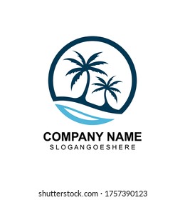 Árbol de coco. Ilustración vectorial del logotipo de verano