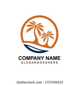 Palm tree summer logo template vector illustration
