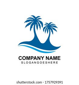 Palm tree summer logo template vector illustration