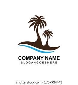Palm tree summer logo template vector illustration