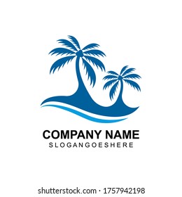 Palm tree summer logo template vector illustration