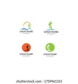 Palm tree summer logo template vector