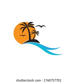 Plantilla de logotipo de verano de árbol de palma ilustración vectorial