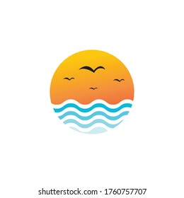 Palm tree summer logo template vector illustration