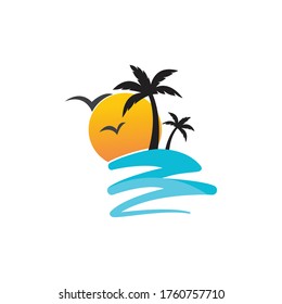 Plantilla de logotipo de verano de árbol de palma ilustración vectorial