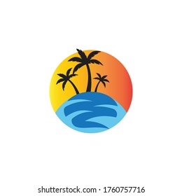 Palm tree summer logo template vector illustration